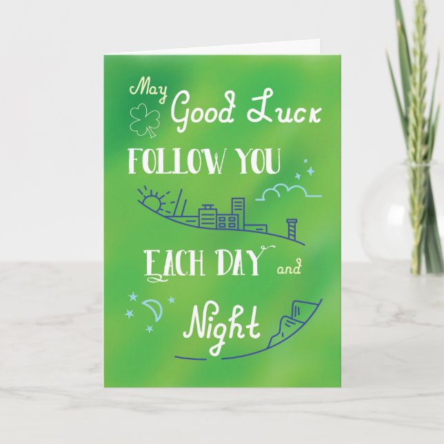 Good Luck Day and Night St. Patrick's Day Card (Front)