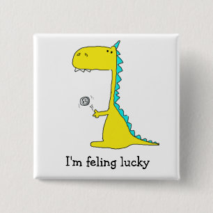 good luck dino 15 cm square badge