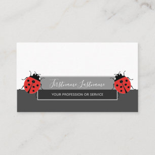 Good luck dotted ladybugs elegant grey rectangle business card