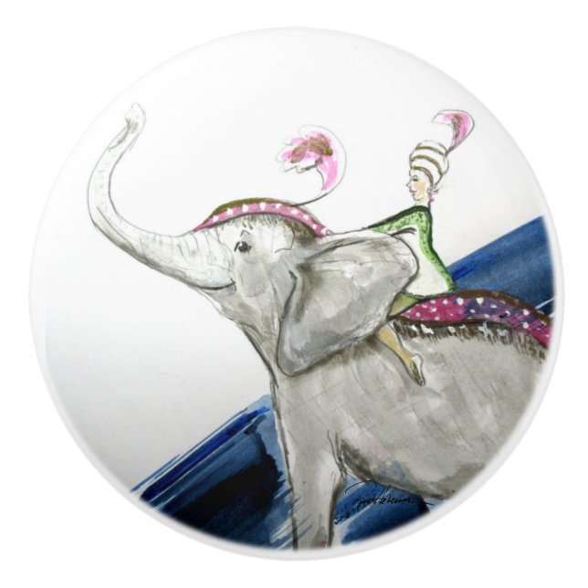 Good Luck Elephant Ceramic Knob (Front)
