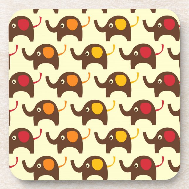 Good luck elephants kawaii cute nature pattern coaster (Front)