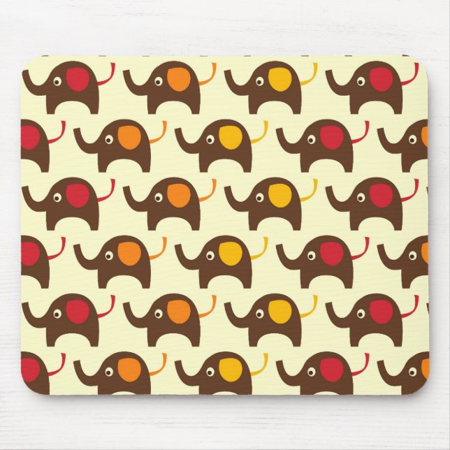 Good luck elephants pattern print mouse mat (Front)