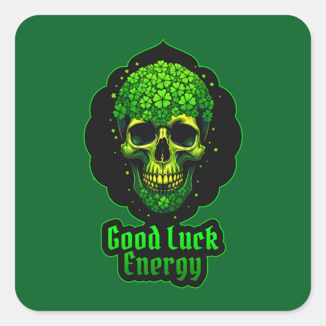 Good Luck Energy Skull St Patrick’s - Autocolante Square Sticker (Front)