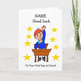 Good Luck First Day at School Red Hair Card