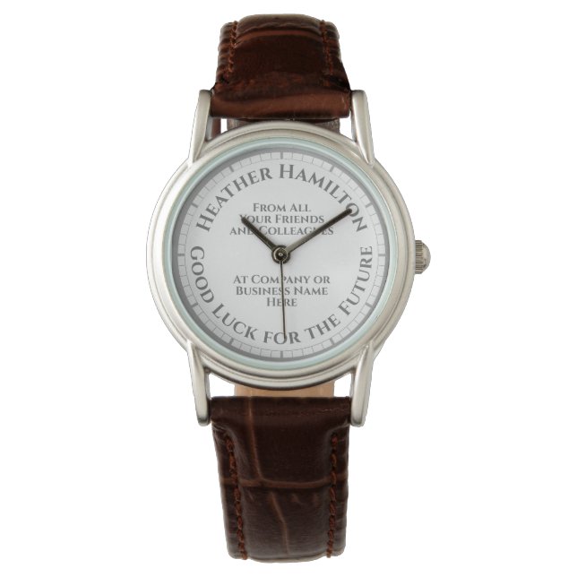 Good Luck for the Future Leaving Gift Personalised Watch (Front)