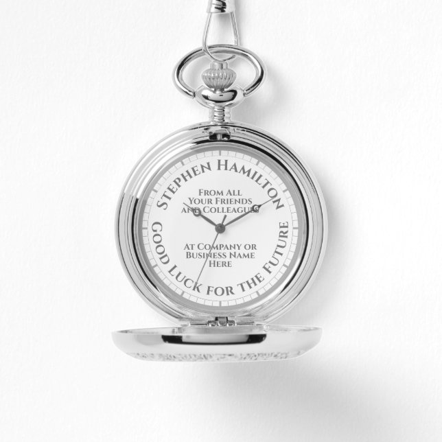 Good Luck for the Future Leaving Gift Pocket Watch (Front)