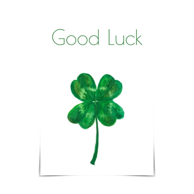 Good Luck Four-Leaf Clover Encouragement Card (Creator Uploaded)