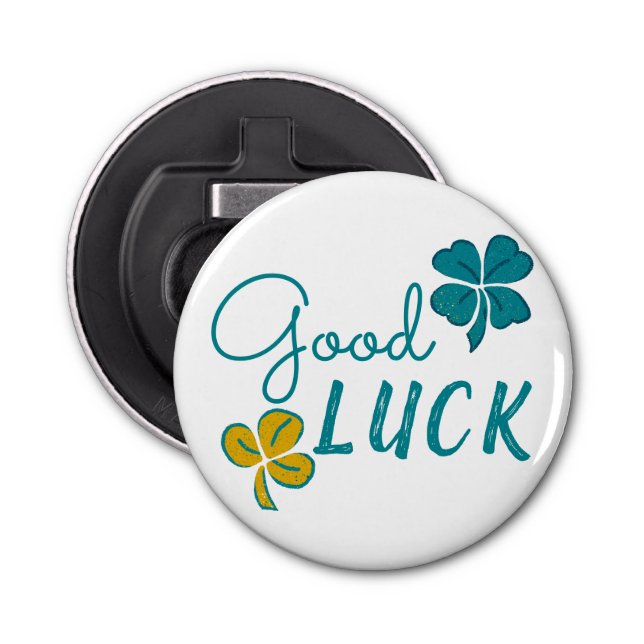 Good Luck Four Leaf Clover Shamrock Bottle Opener (Front)