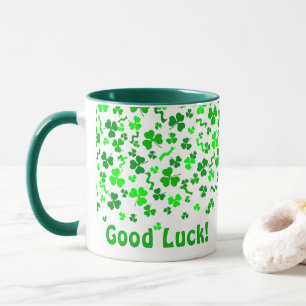 Good Luck Four Leaf Clover Shamrocks Personalised Mug