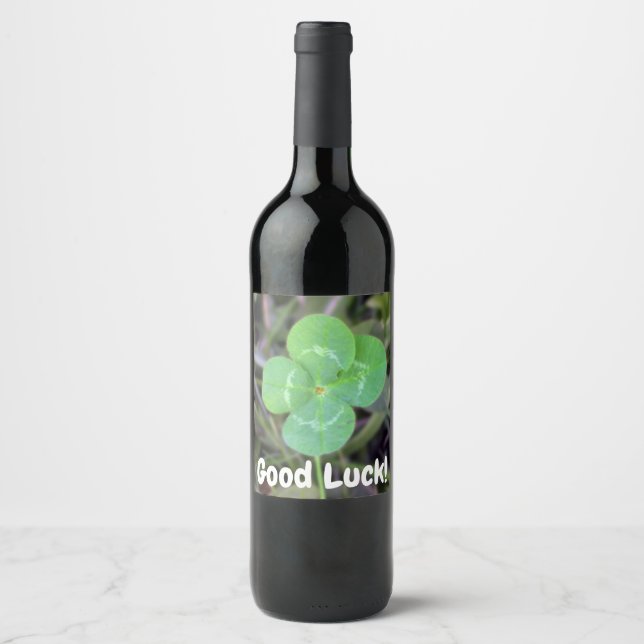 Good Luck! Four Leaf Clover Wine Label (Front)