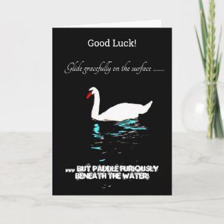 Good Luck Glide Graceful Swan Card