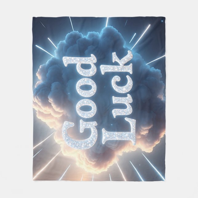 Good Luck — Glowing Cloud Typography with Light Be Fleece Blanket (Front)