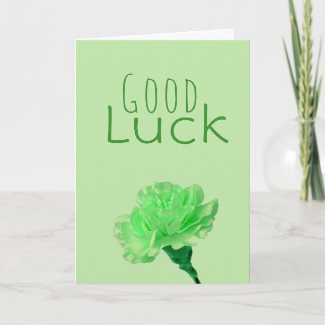 Good Luck Green Flower Card (Front)