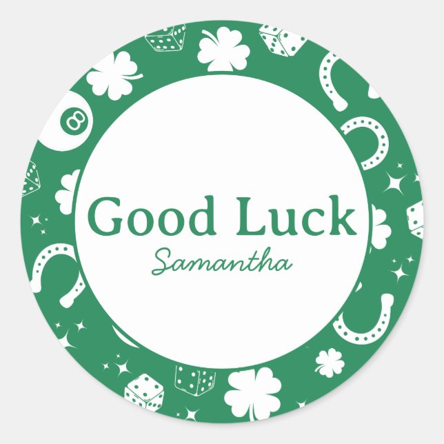 Good luck Green Shamrock Classic Round Sticker (Front)