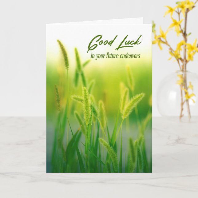 Good Luck Green Summer Grass Card (Yellow Flower)