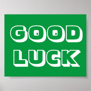 Good Luck, green white Poster