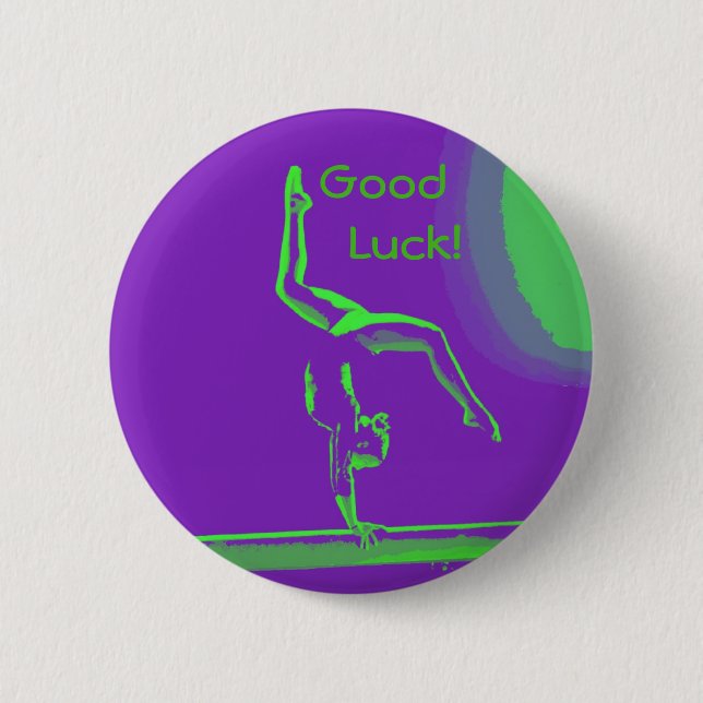 Good Luck gymnast button (Front)
