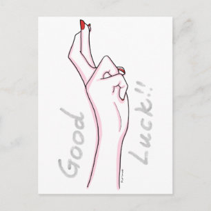 "Good Luck" Hand Sign Postcard