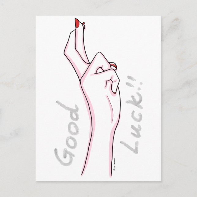 "Good Luck" Hand Sign Postcard (Front)