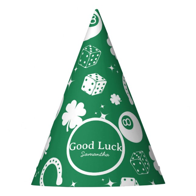 Good luck Horseshoe Shamrock Party Hat (Front)
