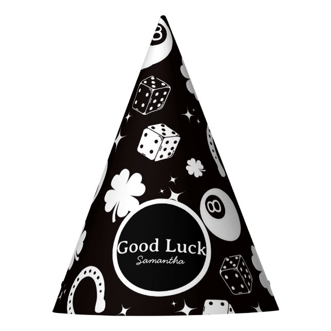 Good luck Horseshoe Shamrock Party Hat (Front)