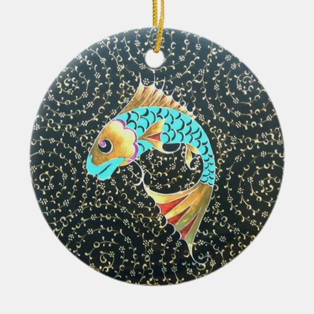 Good Luck Koi Fish Symbol of Fortune Ceramic Tree Decoration (Front)