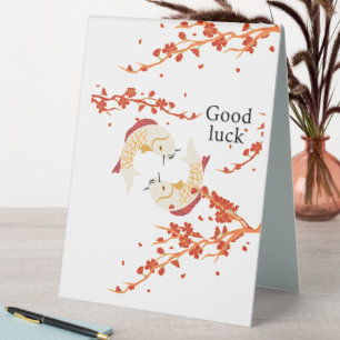 Good Luck Koi Fish with Sakura Elegant Japanese