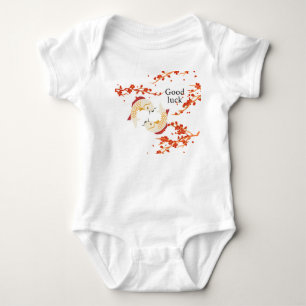 Good Luck Koi Fish with Sakura   Elegant Japanese  Baby Bodysuit