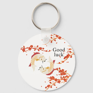 Good Luck Koi Fish with Sakura Elegant Japanese Key Ring
