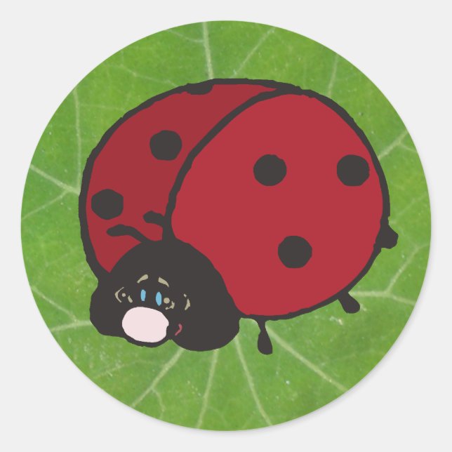 good luck lady bug classic round sticker (Front)