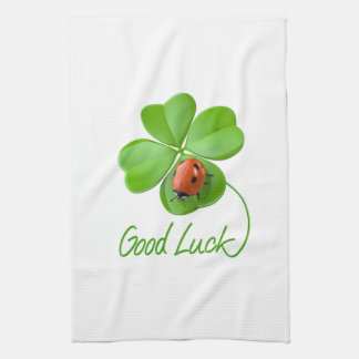 Good Luck Lady Bug Shamrock Apron Tea Towel