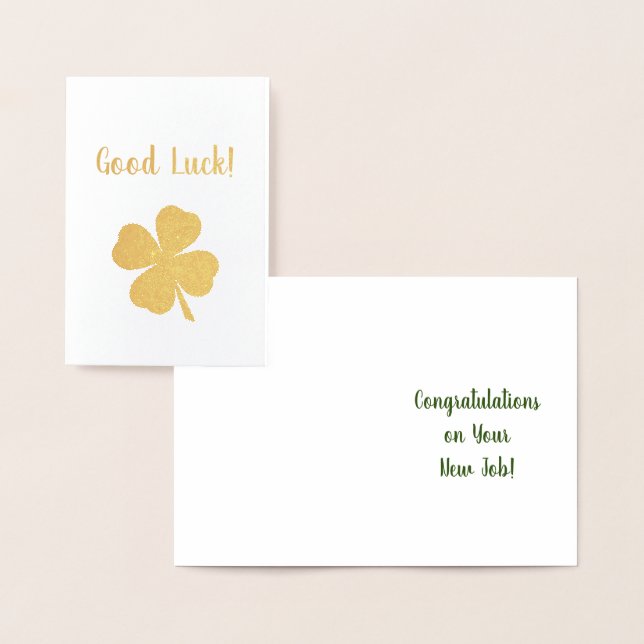Good Luck Lucky Four Leaf Clover Congratulations Foil Card (Display)
