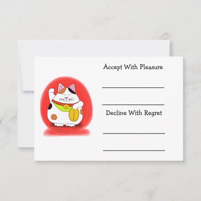 Good Luck Maneki Neko RSVP Card (Front)