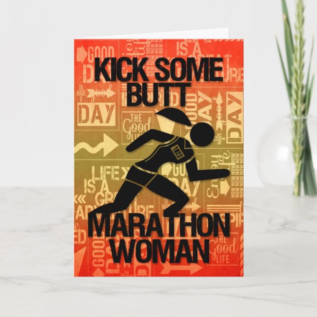Good Luck Marathon Woman Kick Some Butt Card (Front)