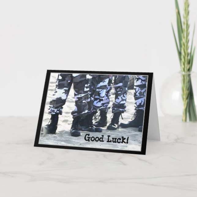 Good Luck Military Boots greeting card (Front)