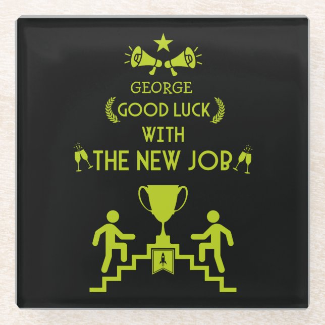 Good Luck New Job Glass Coaster (Front)
