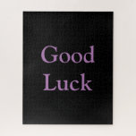 Good Luck or Your Words Purple and Black Jigsaw Puzzle<br><div class="desc">For more puzzles check out my collection here: 
https://www.zazzle.com/collections/puzzles-119365910668886310?rf=238930530889665547</div>