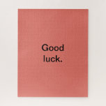 Good Luck or Your Words Puzzle Coral Pink Black<br><div class="desc">For more puzzles check out my collection here:
https://www.zazzle.com/collections/puzzles-119365910668886310?rf=238930530889665547</div>