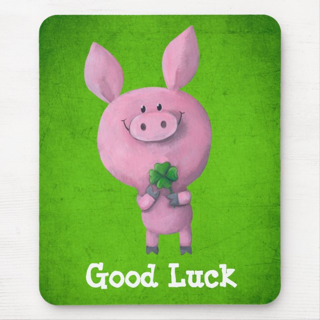 Good Luck Pig Mouse Mat (Front)