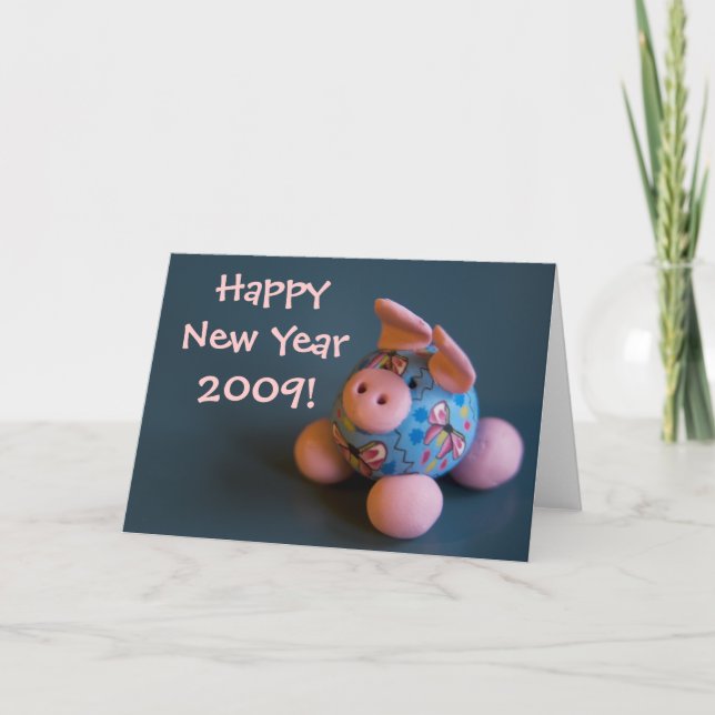 Good Luck Pig • New Year Greeting Card (Front)