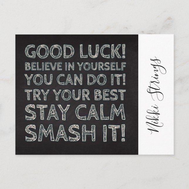 Good Luck Quote For School Custom Postcard (Front)