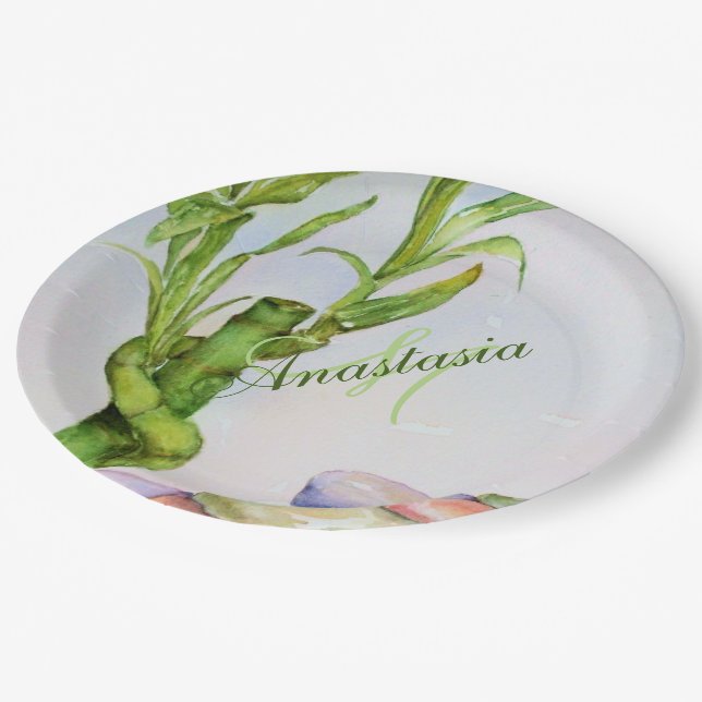 GOOD LUCK RETIREMENT PARTY MONOGRAM PAPER PLATE (Angled)