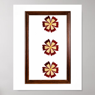 Good Luck Set of Three Brown Flowers in a Frame Poster