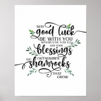 Good Luck Shamrock Irish Blessing Art