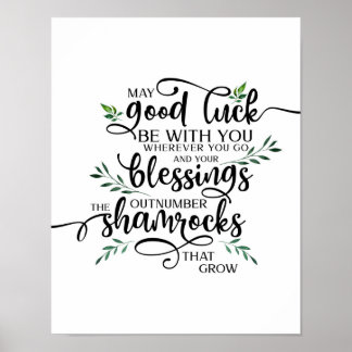 Good Luck Shamrock Irish Blessing Art Poster
