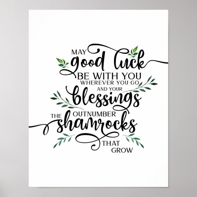 Good Luck Shamrock Irish Blessing Art Poster (Front)