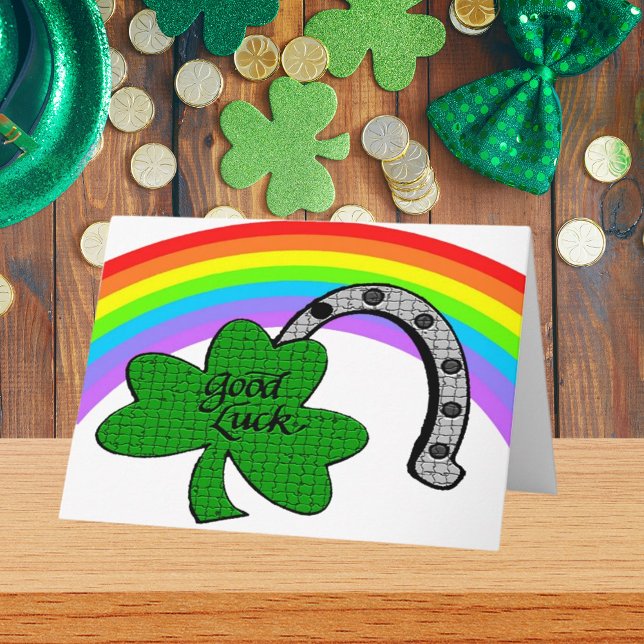 Good Luck Shamrock, Rainbow and Horseshoe Card (Good Luck Shamrock, Rainbow and Horseshoe Card)