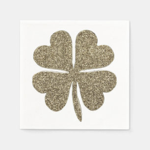 Good Luck Symbol Golden Gold Look Elegant Clover Napkin