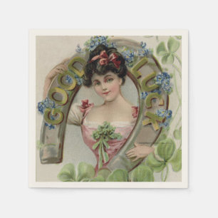 Good Luck - Vintage Saint Patrick's Day Card Napkin
