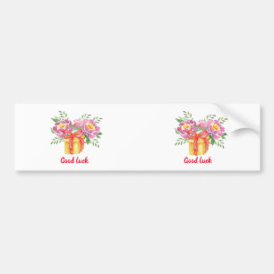 Good luck Watercolor peonies Cute Bumper Sticker